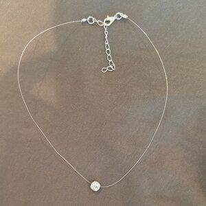 Minimalist Silver Necklace with Clear Crystal Pendant